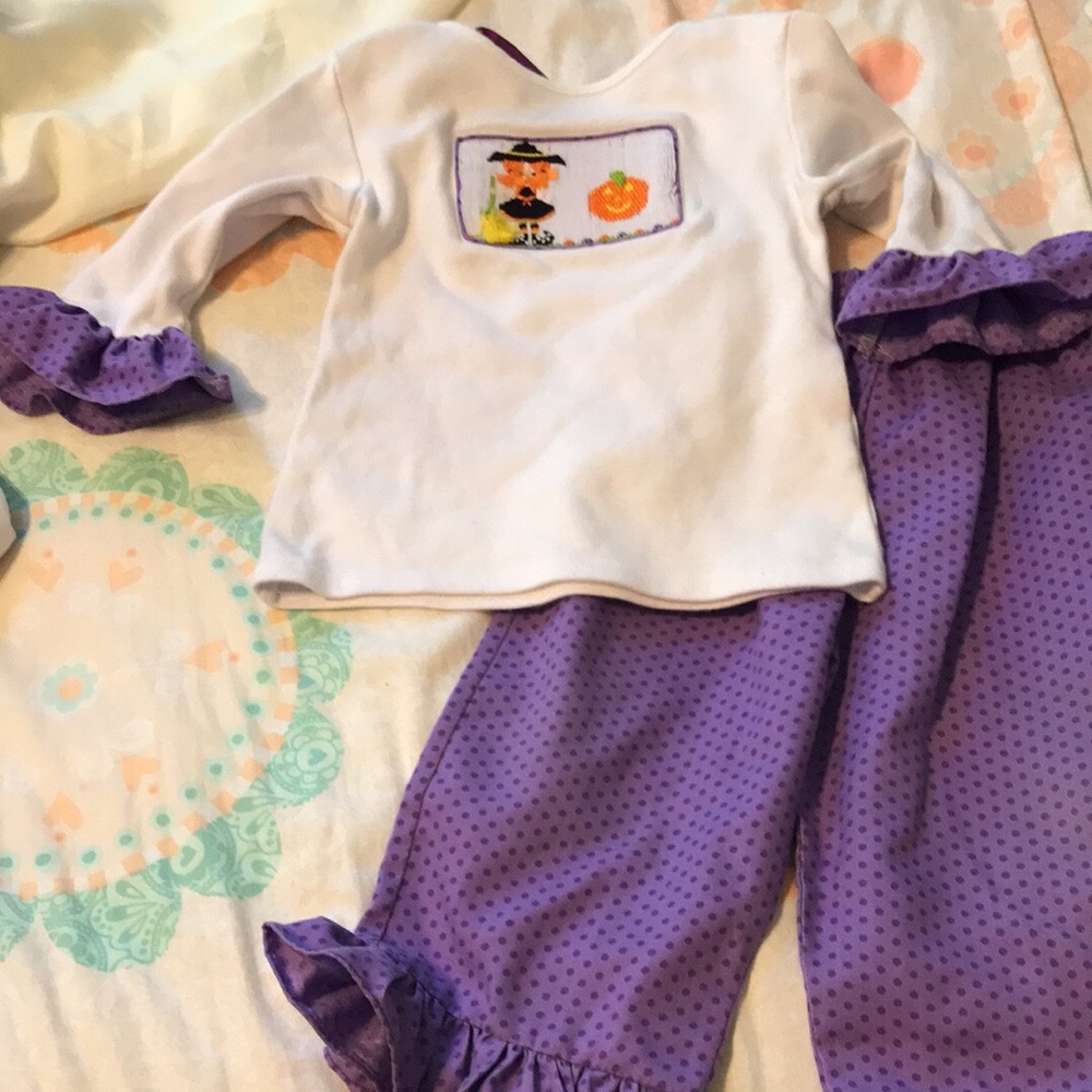 12 month “witch” smocked outfit by Kandyland kids